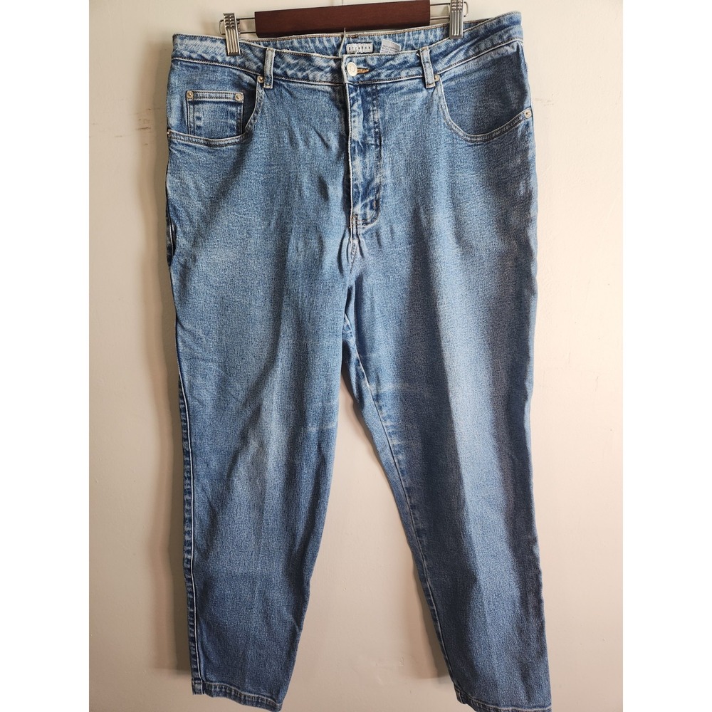 Carolina Blues Women 18W Medium Wash High Rise Tapered Leg Stretch Jeans Denim